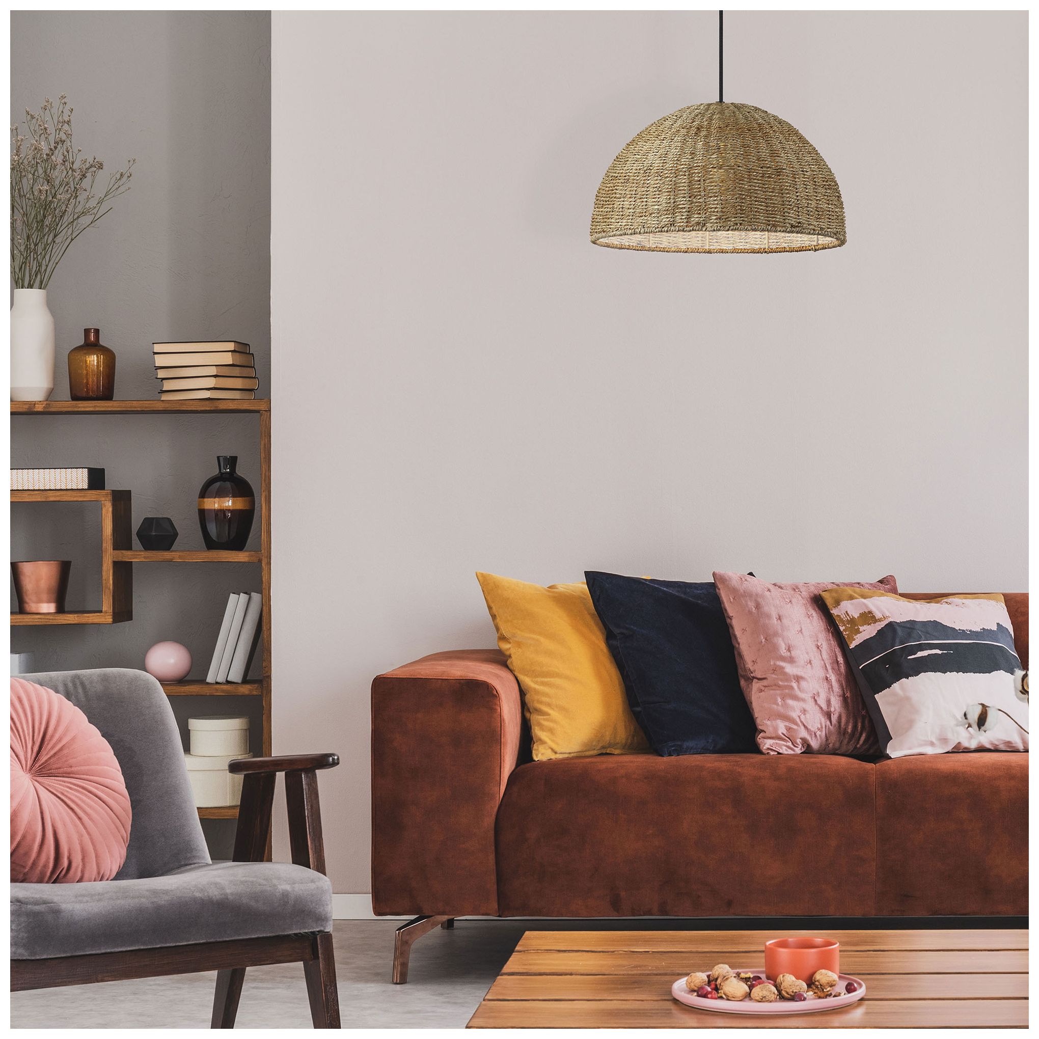 Image 3 Pourel 15 3/4" Wide Black and Natural Seagrass Pendant Light more views