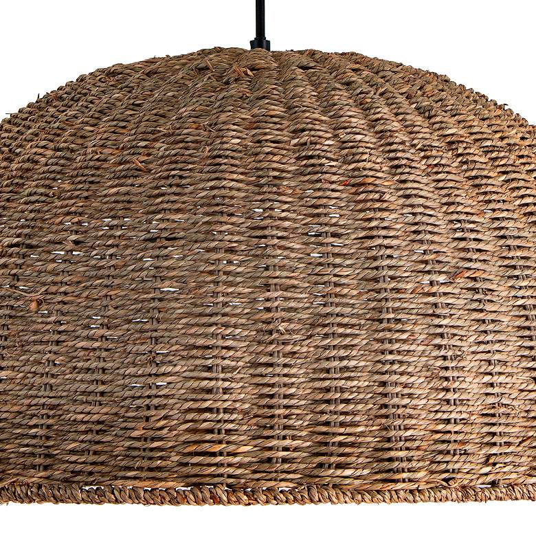 Image 4 Pourel 23 3/4" Wide Matte Black and Seagrass Pendant Light more views
