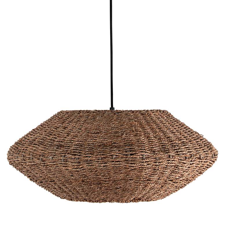 Image 2 Pourel 23 3/4"W Matte Black and Seagrass 3-Light Pendant