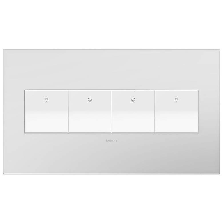Image 1 Powder White 4-Gang Wall Plate with 4 x Paddle Switches