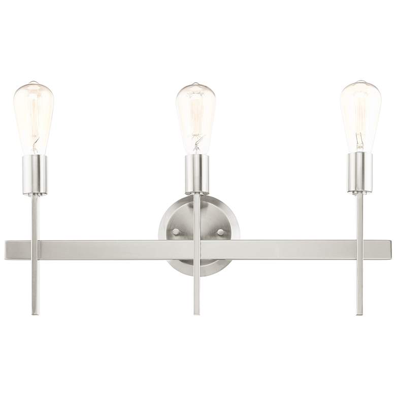 Image 1 Prague 23 1/2 inch Wide Brushed Nickel 3-Light Bath Light