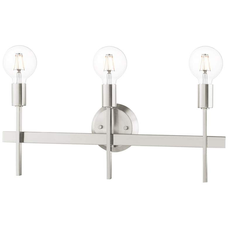 Image 6 Prague 23 1/2 inch Wide Brushed Nickel 3-Light Bath Light more views