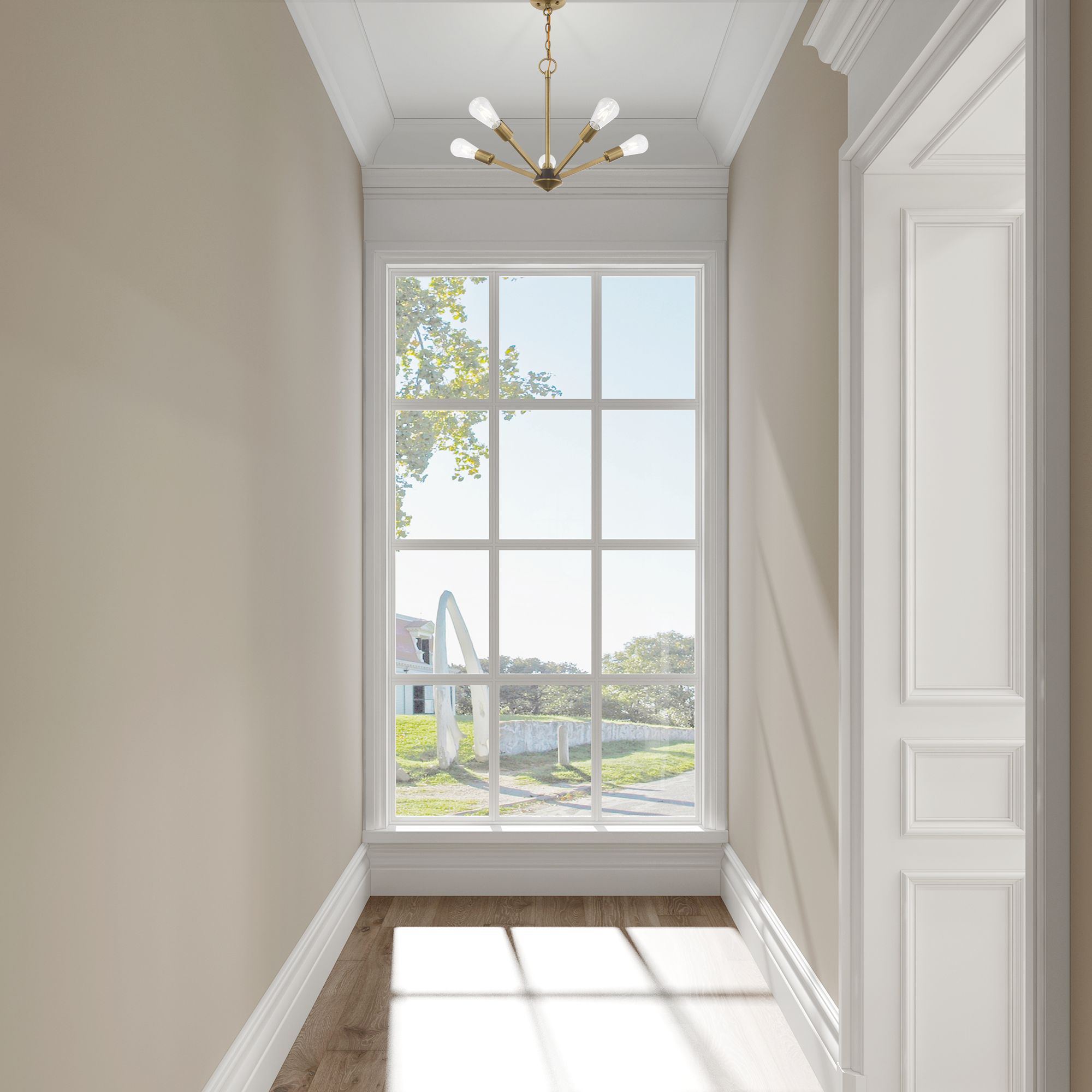 Prague 5 Light Antique Brass Chandelier