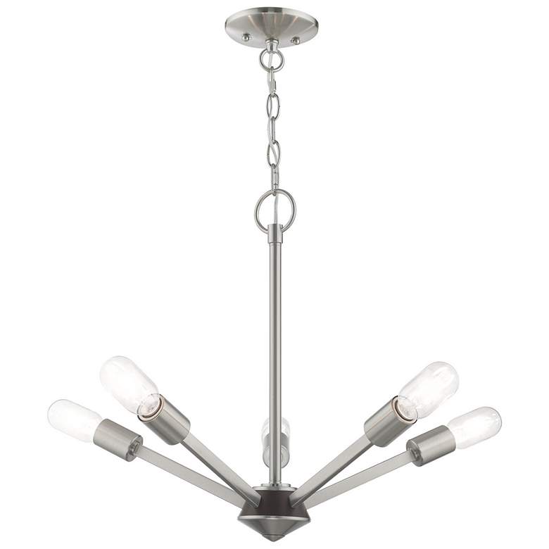 Image 1 Prague 5 Light Brushed Nickel Chandelier