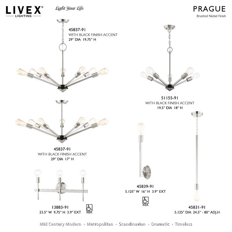 Image 3 Prague 5 Light Brushed Nickel Chandelier more views