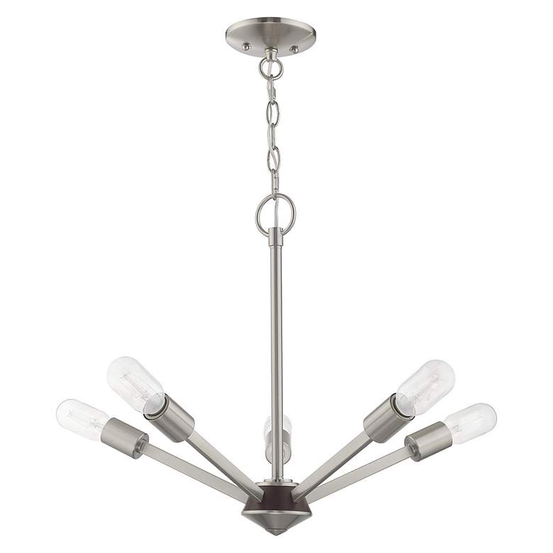 Image 4 Prague 5 Light Brushed Nickel Chandelier more views