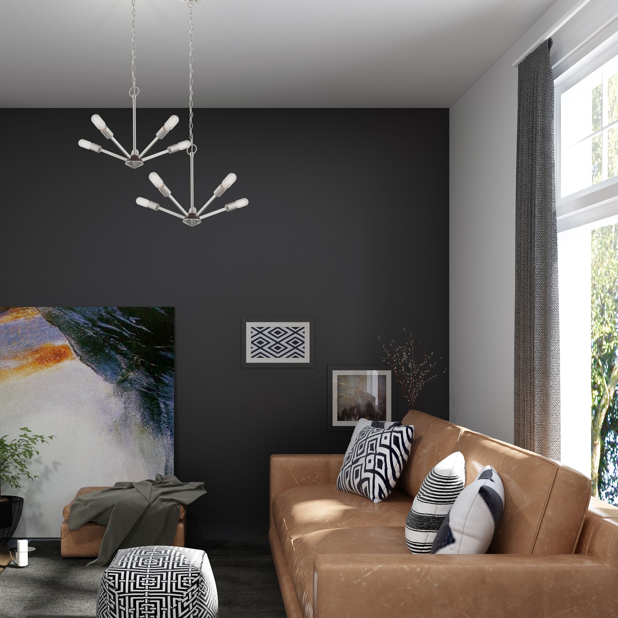 Prague 5 Light Brushed Nickel Chandelier