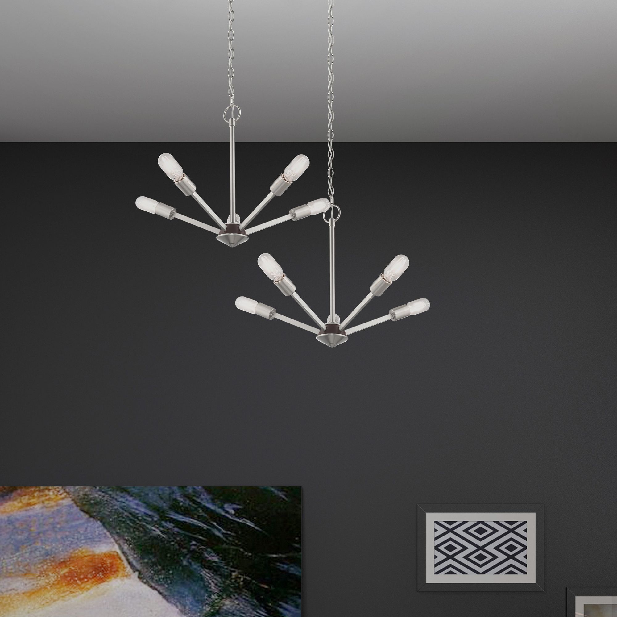 Prague 5 Light Brushed Nickel Chandelier