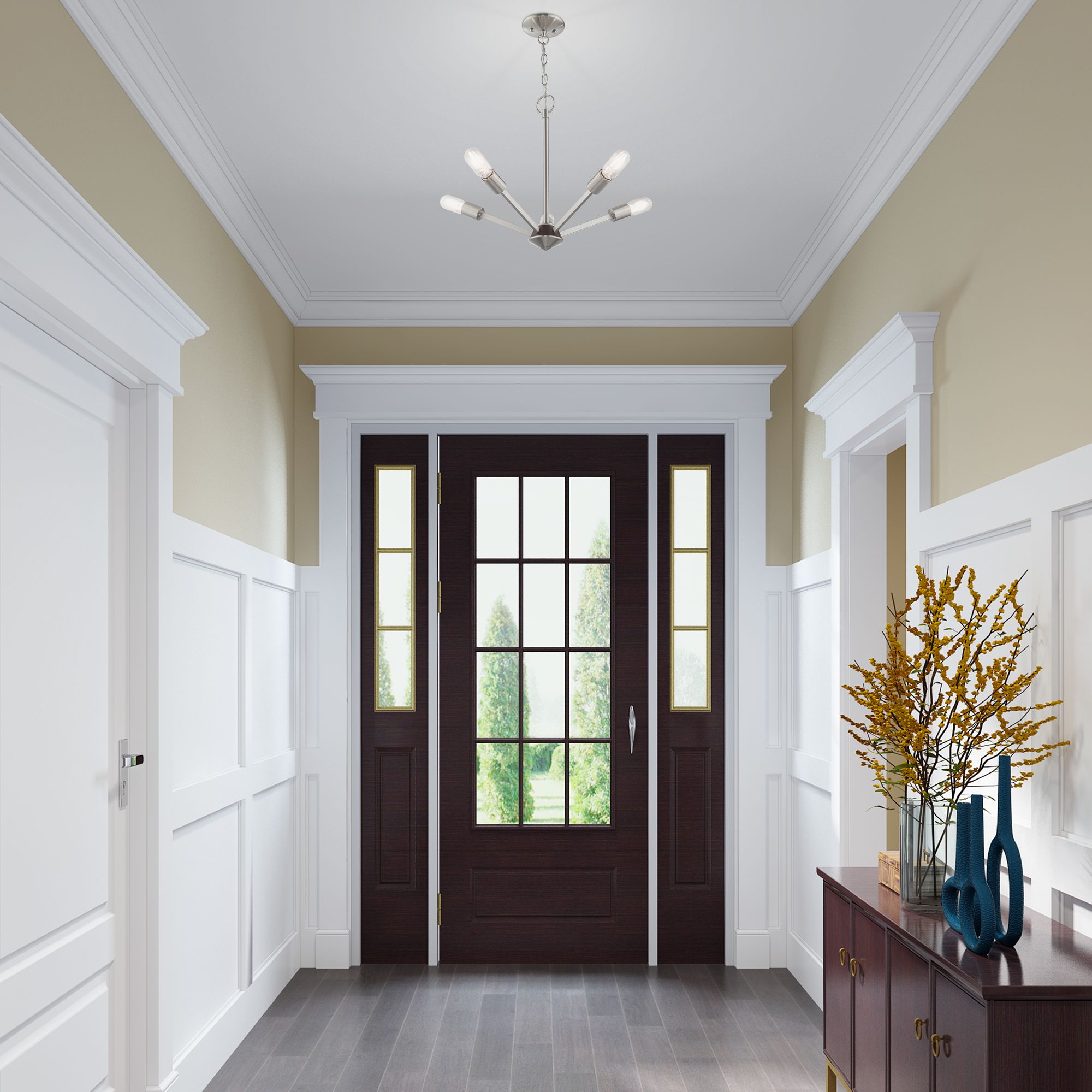 Prague 5 Light Brushed Nickel Chandelier