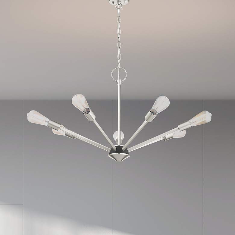 Image 1 Prague 7 Light Brushed Nickel Chandelier