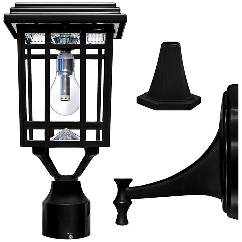 Image 1 Prairie 14 inch High Black Finish Solar Powered LED Outdoor Post Light
