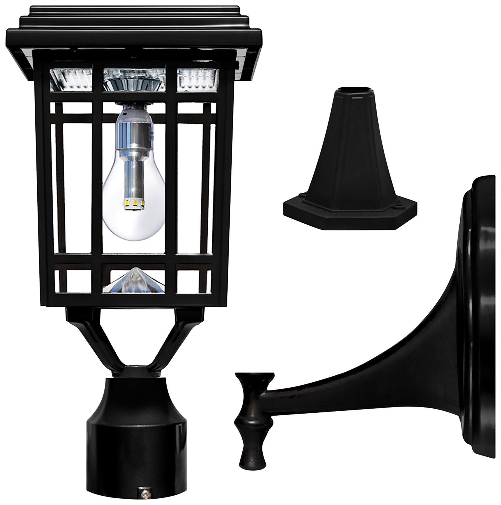 black solar lamp post