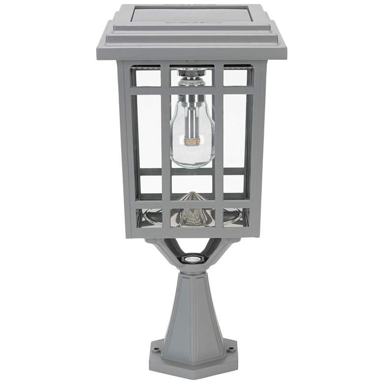 Image 3 Prairie 14 inch High Gray Dusk-to-Dawn Solar LED Outdoor Light more views