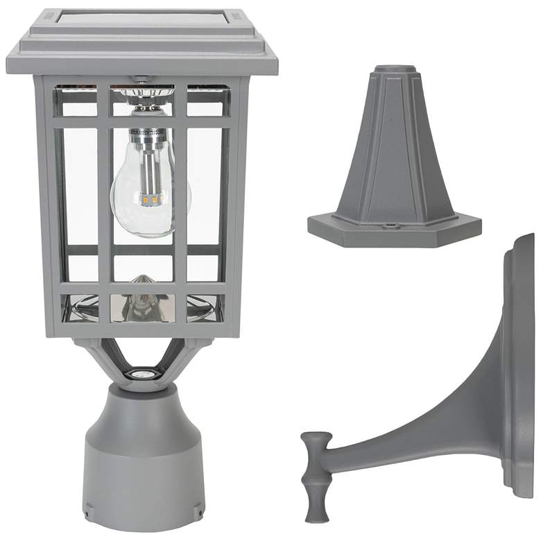 Image 4 Prairie 14 inch High Gray Dusk-to-Dawn Solar LED Outdoor Light more views