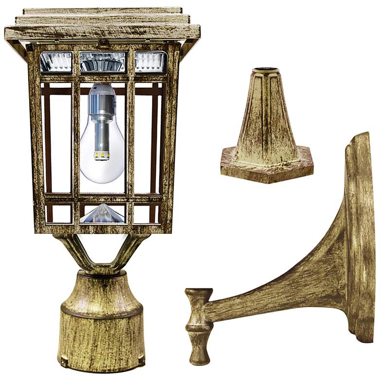 Image 1 Prairie 14"H Weathered Bronze Solar LED Outdoor Post Light