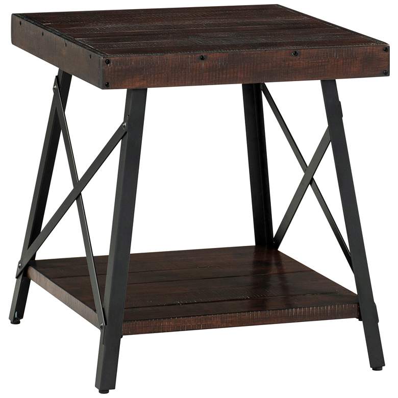 Image 1 Prairie 22 inch Wide Sumatra Coffee Wood and Metal End Table