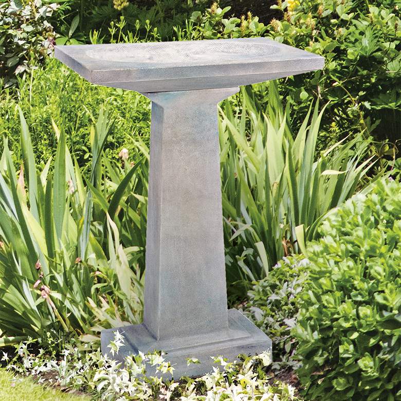 Image 1 Prairie 35 1/2" High Trevia Graystone Rectangular Bird Bath