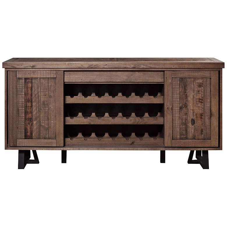 Image 1 Prairie 72" Wide Natural and Black Wine Holder Sideboard