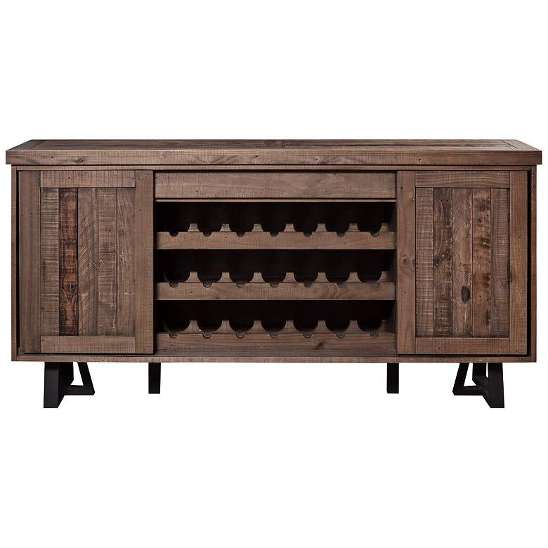 Image 1 Prairie 72 inch Wide Natural and Black Wine Holder Sideboard