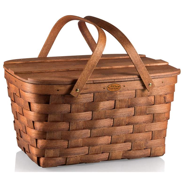 Image 1 Prairie Natural Wood Picnic Basket