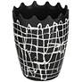 Praleaux Matte Black White 10"H Lined Scallop Edge Vase