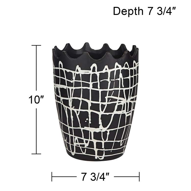 Image 7 Praleaux Matte Black White 10"H Lined Scallop Edge Vase more views
