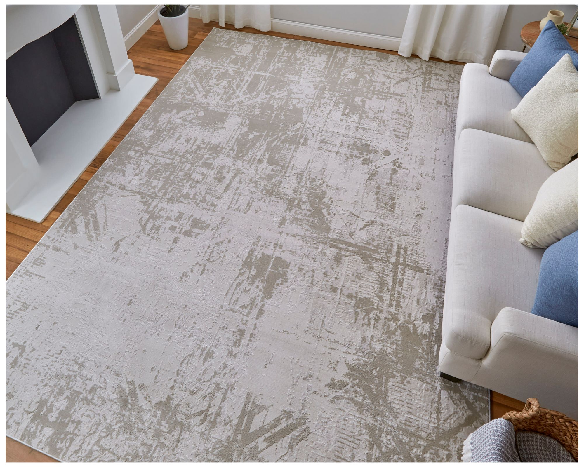 Image 2 Prasad Abstract Indoor Ivory Area Rug 39NAF 2'-10" x 7'-10" more views