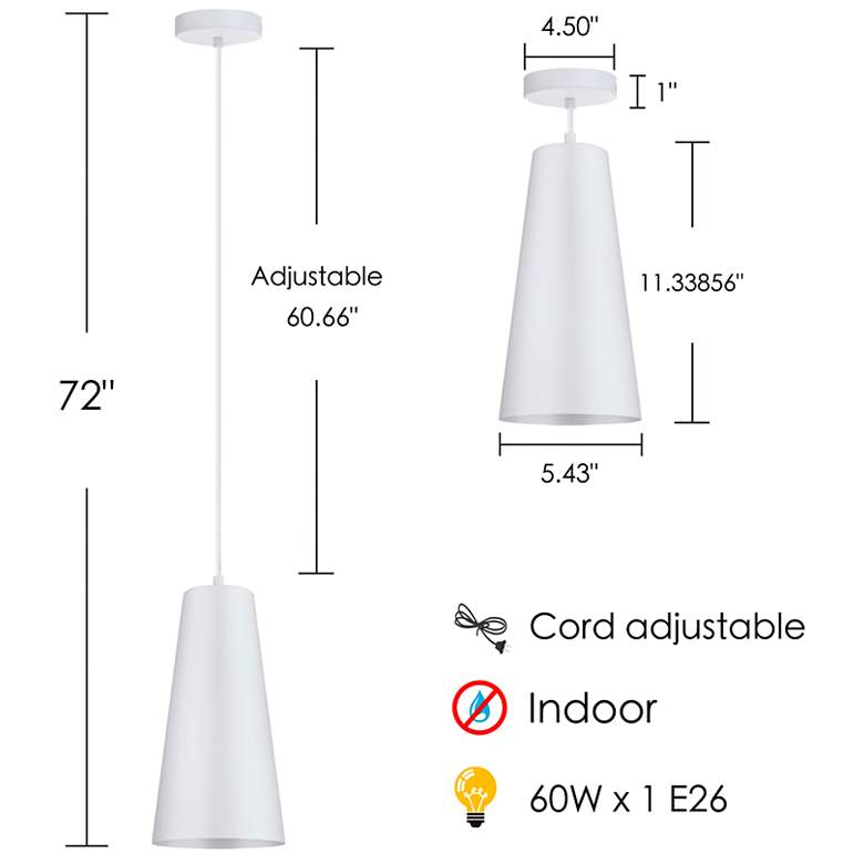 Image 3 Pratella 1 - 1-Light Mini Pendants - White Finish - White Metal Shade more views