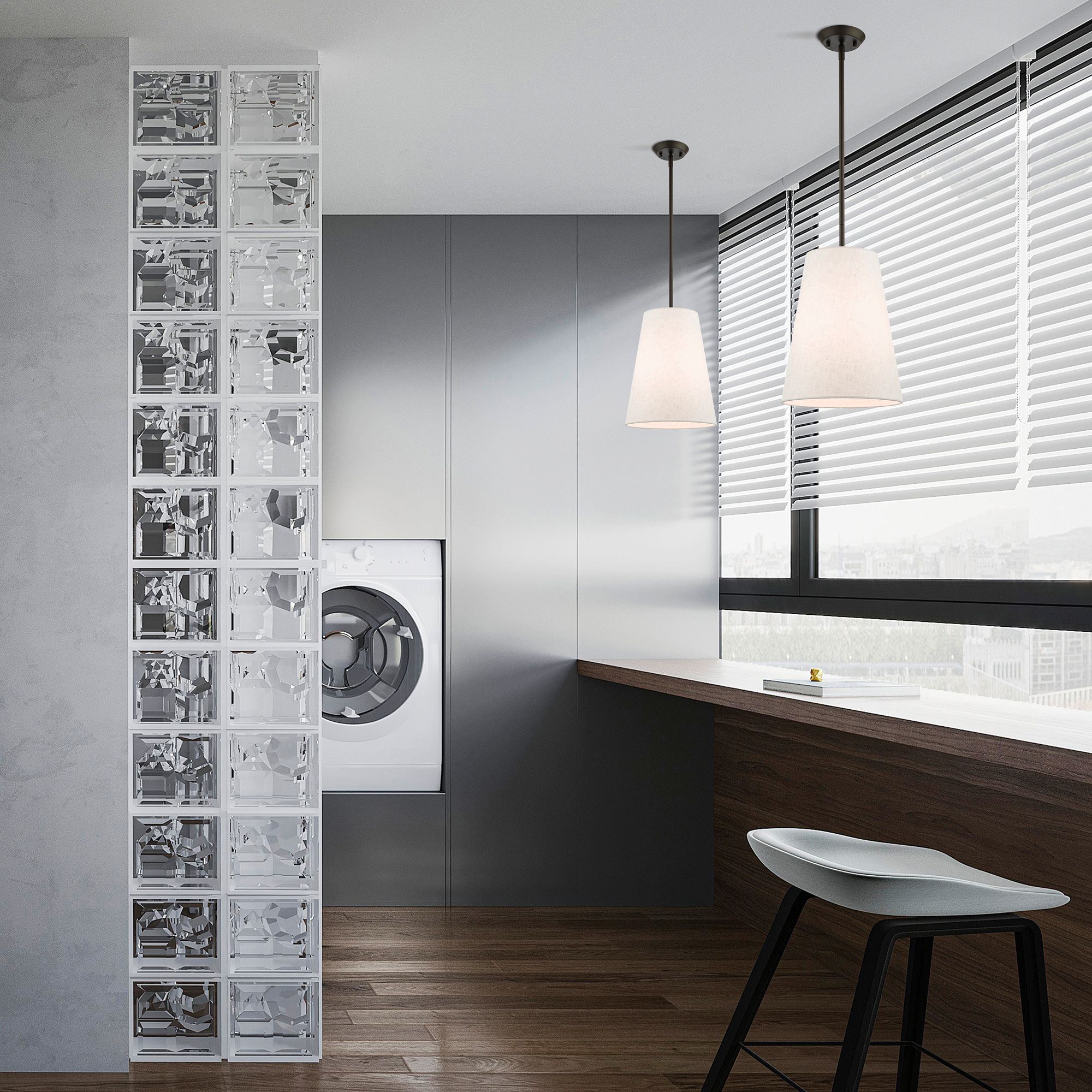 Prato 1 Light Bronze Shaded Chandelier