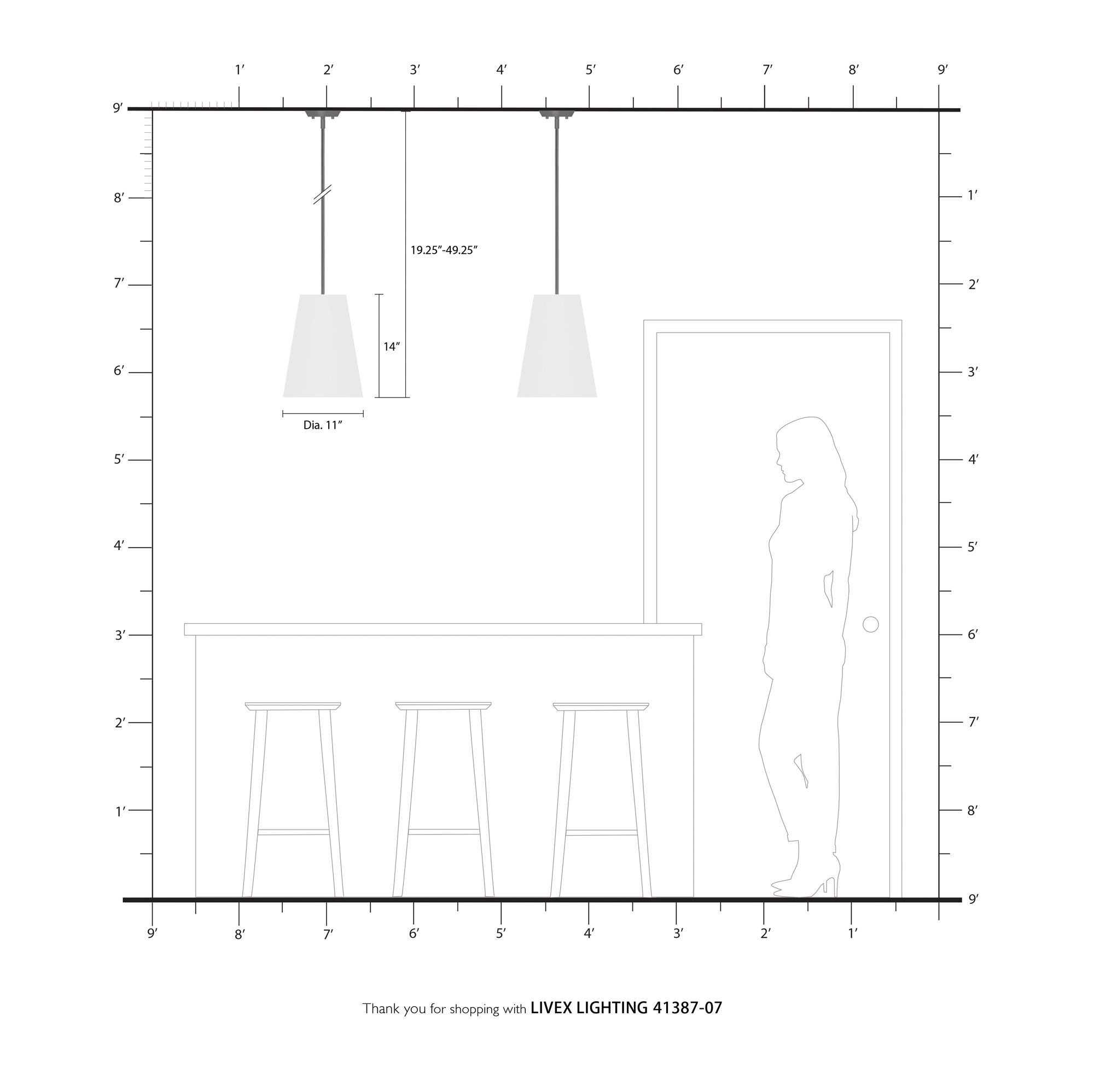 Prato 1 Light Bronze Shaded Chandelier