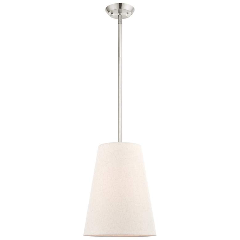 Image 2 Prato 1 Light Brushed Nickel Shaded Chandelier
