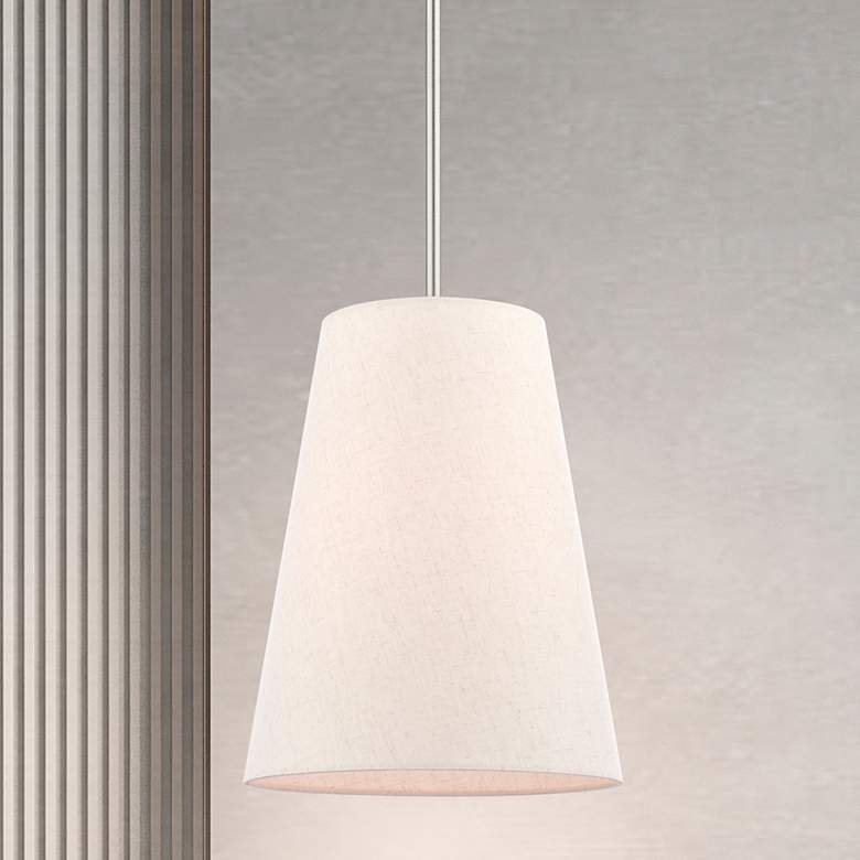 Image 1 Prato 1 Light Brushed Nickel Shaded Chandelier