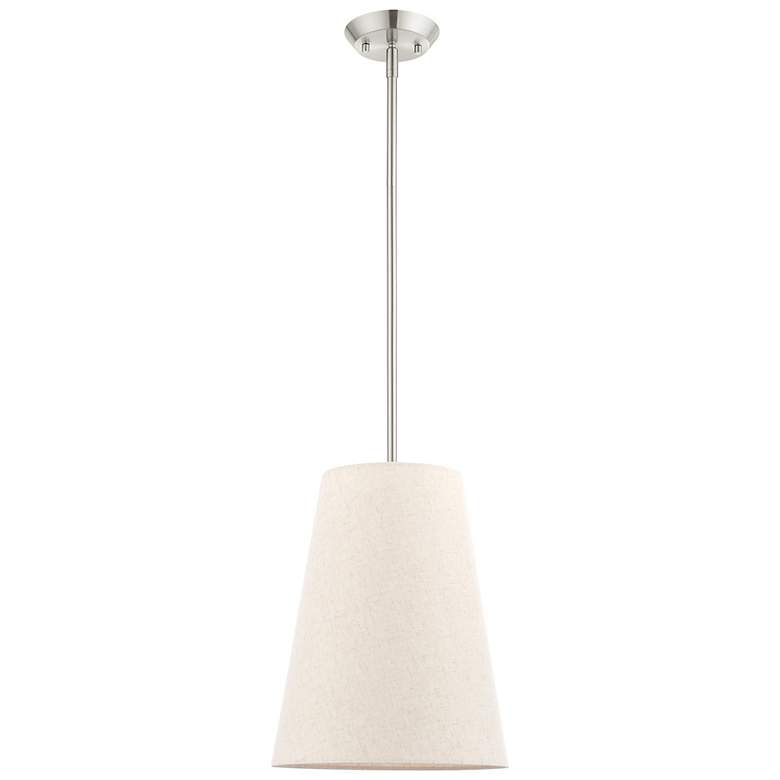 Image 5 Prato 1 Light Brushed Nickel Shaded Chandelier more views