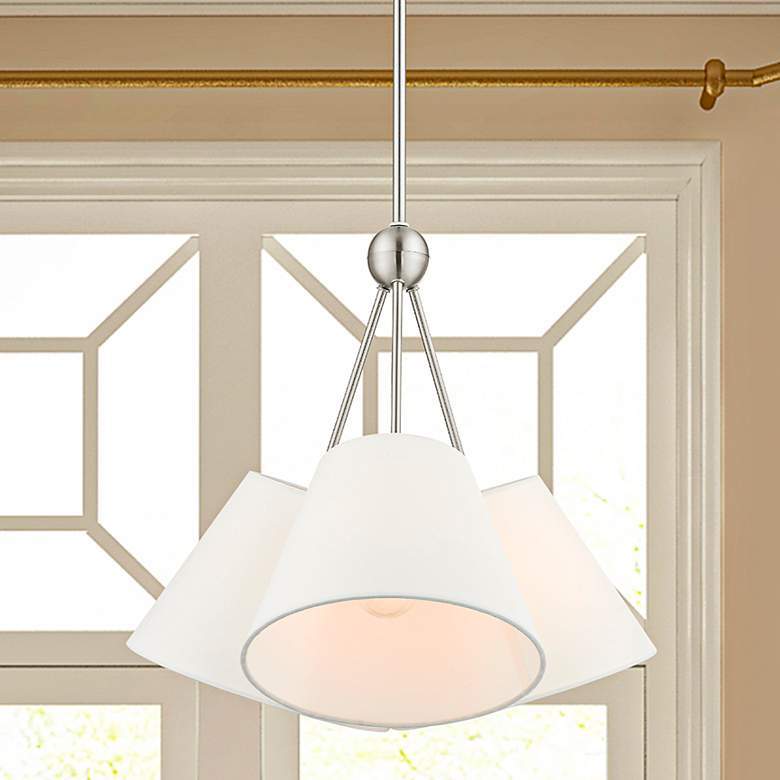 Image 2 Prato 21" Wide Brushed Nickel 3-Light Shade Chandelier