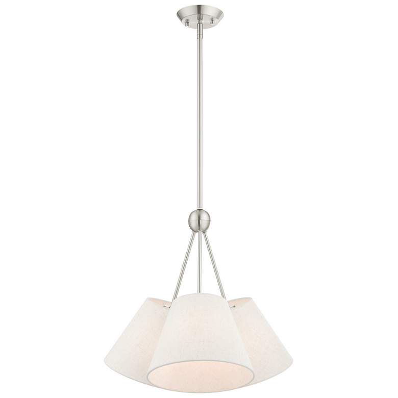 Image 1 Prato 3 Light Brushed Nickel Shaded Chandelier