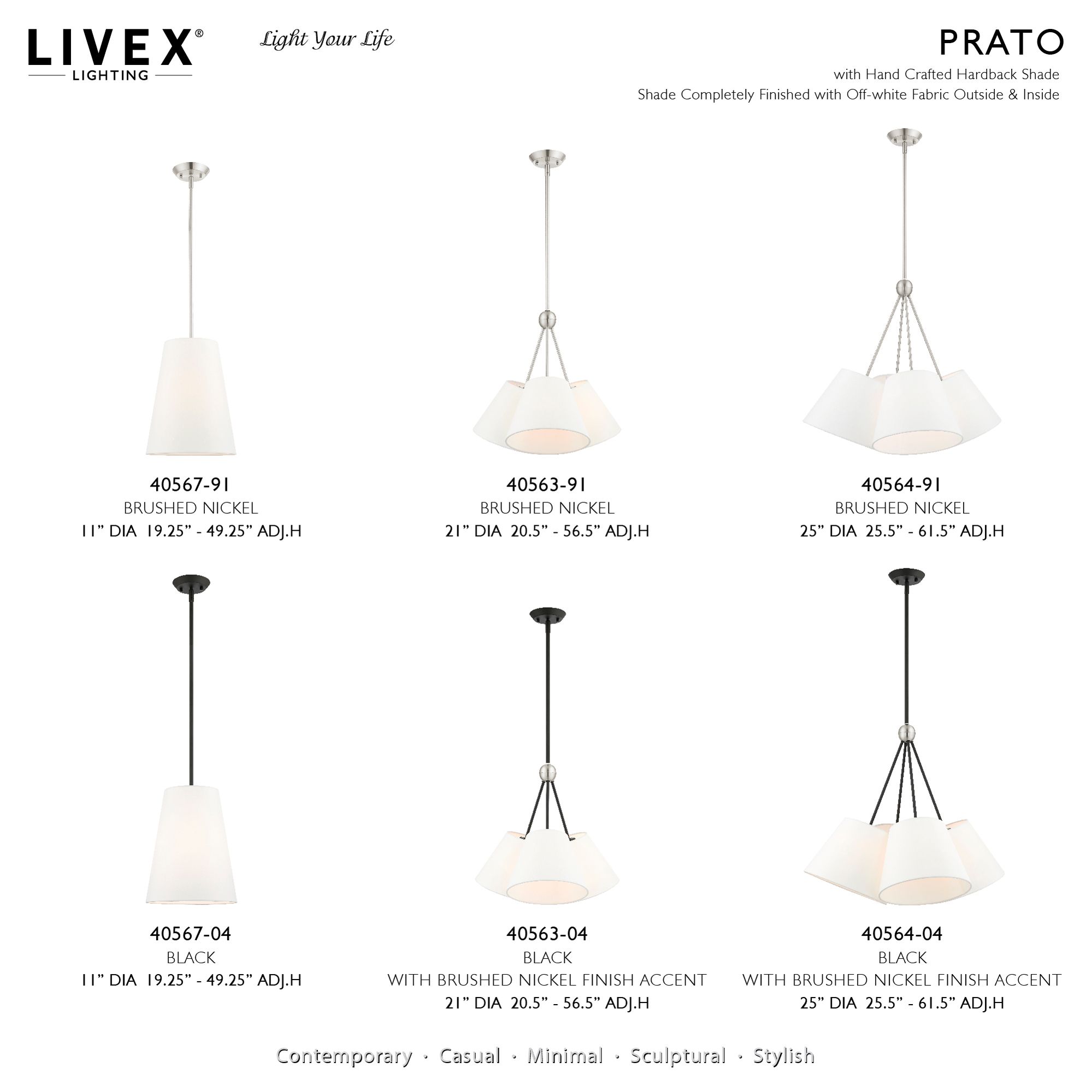 Prato 4 Light Black Shaded Chandelier