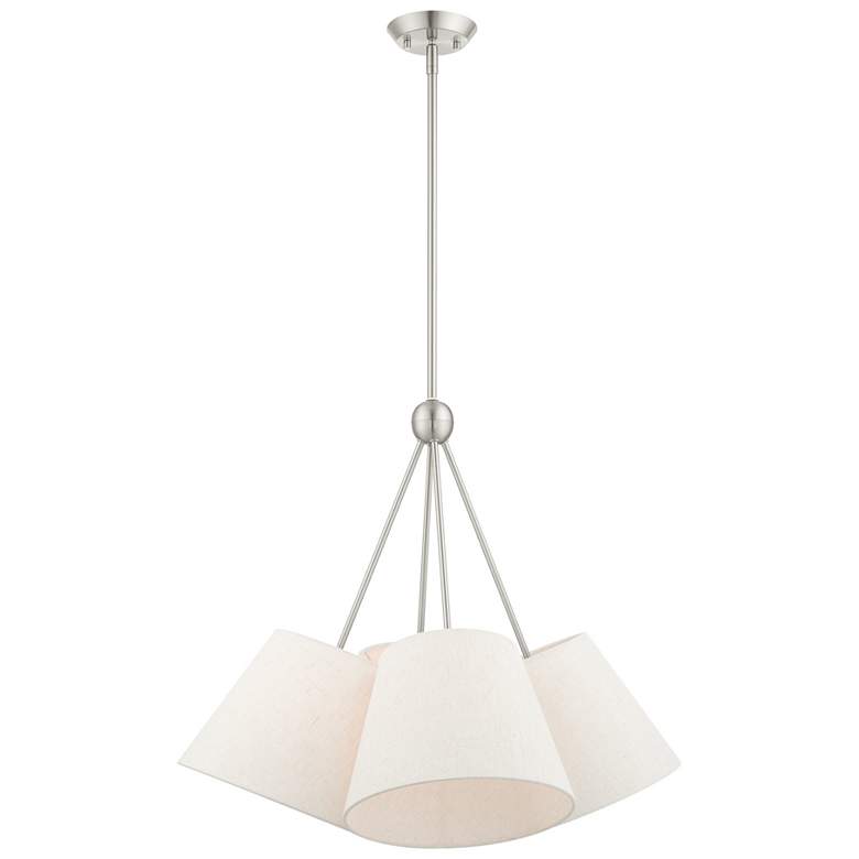 Image 1 Prato 4 Light Brushed Nickel Shaded Chandelier