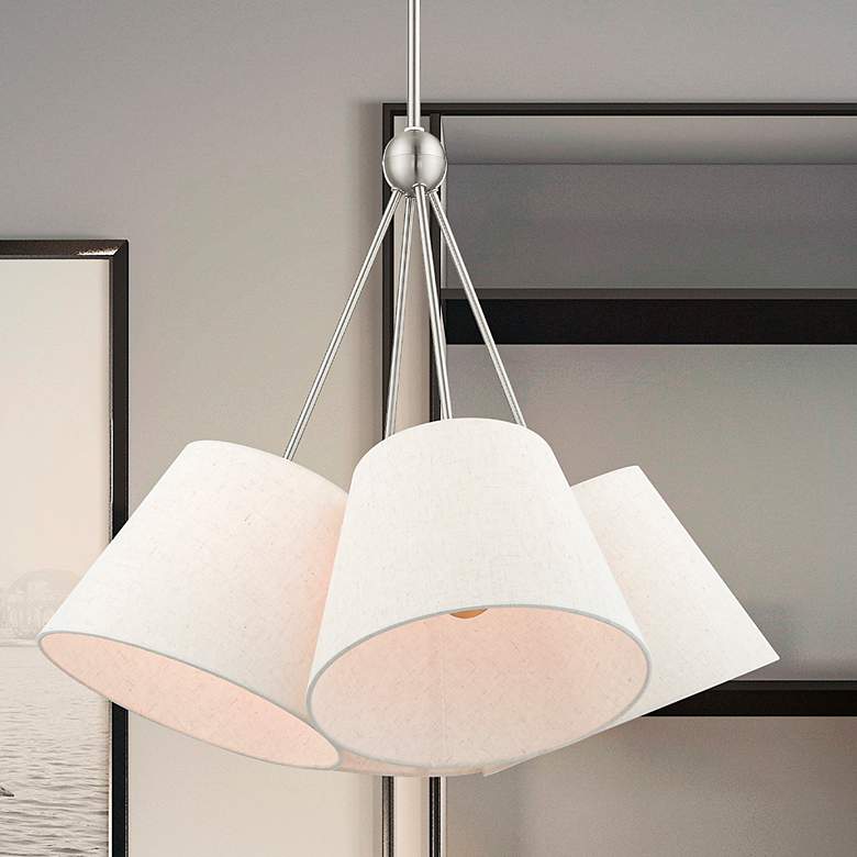 Image 1 Prato 4 Light Brushed Nickel Shaded Chandelier