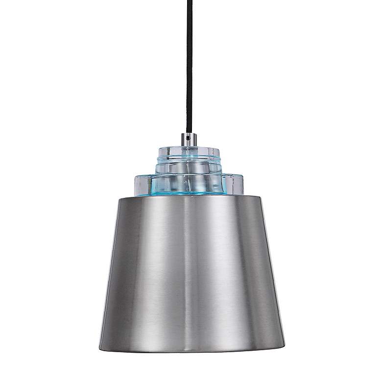 Image 2 Pratt 9" Wide Brushed Nickel Metal Mini Pendant Light