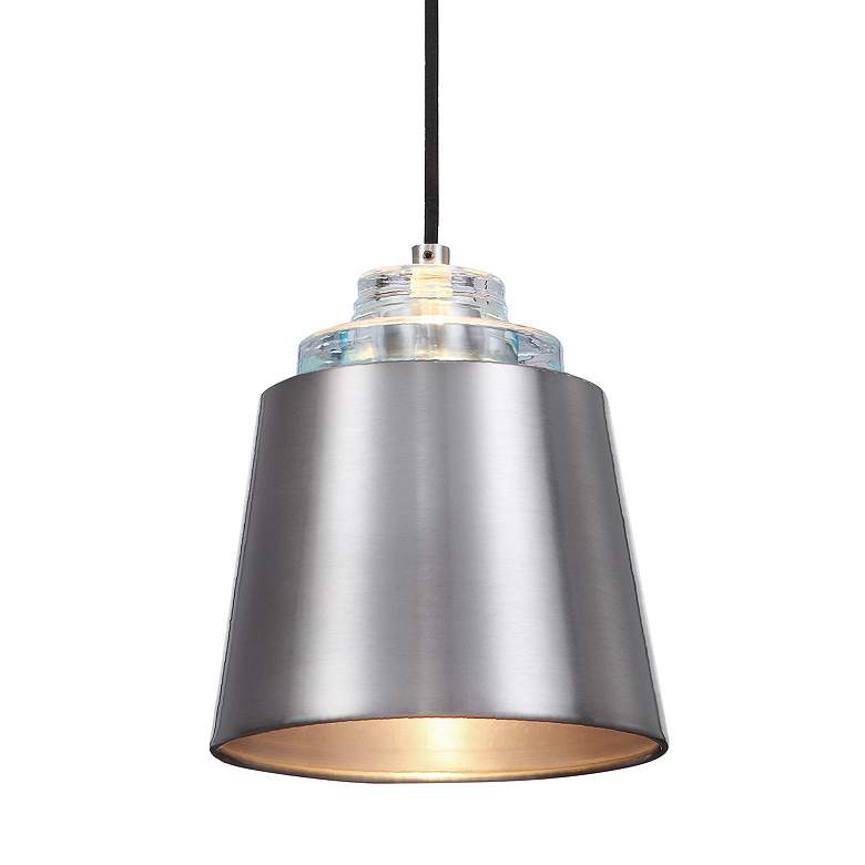 Image 3 Pratt 9" Wide Brushed Nickel Metal Mini Pendant Light more views