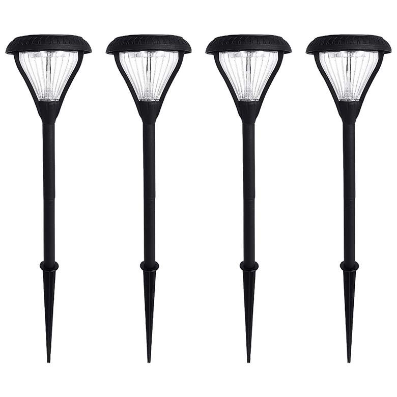 Image 1 Premier 23 1/2" High Black LED Solar Garden Lights Set of 4