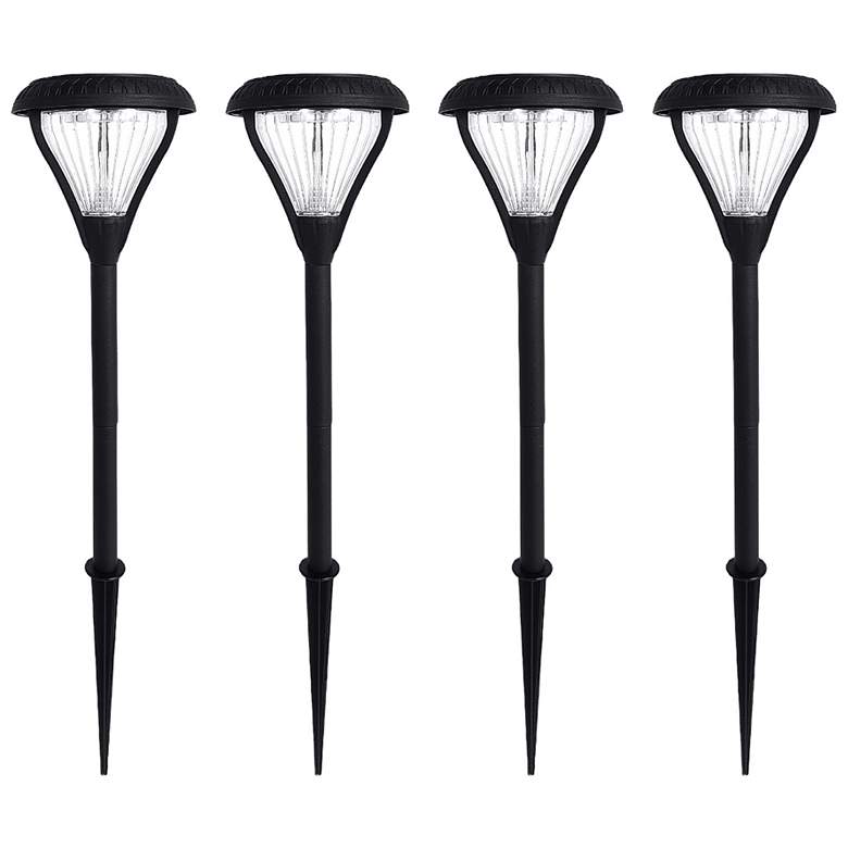 Image 1 Premier 23 1/2 inch High Black LED Solar Garden Lights Set of 4