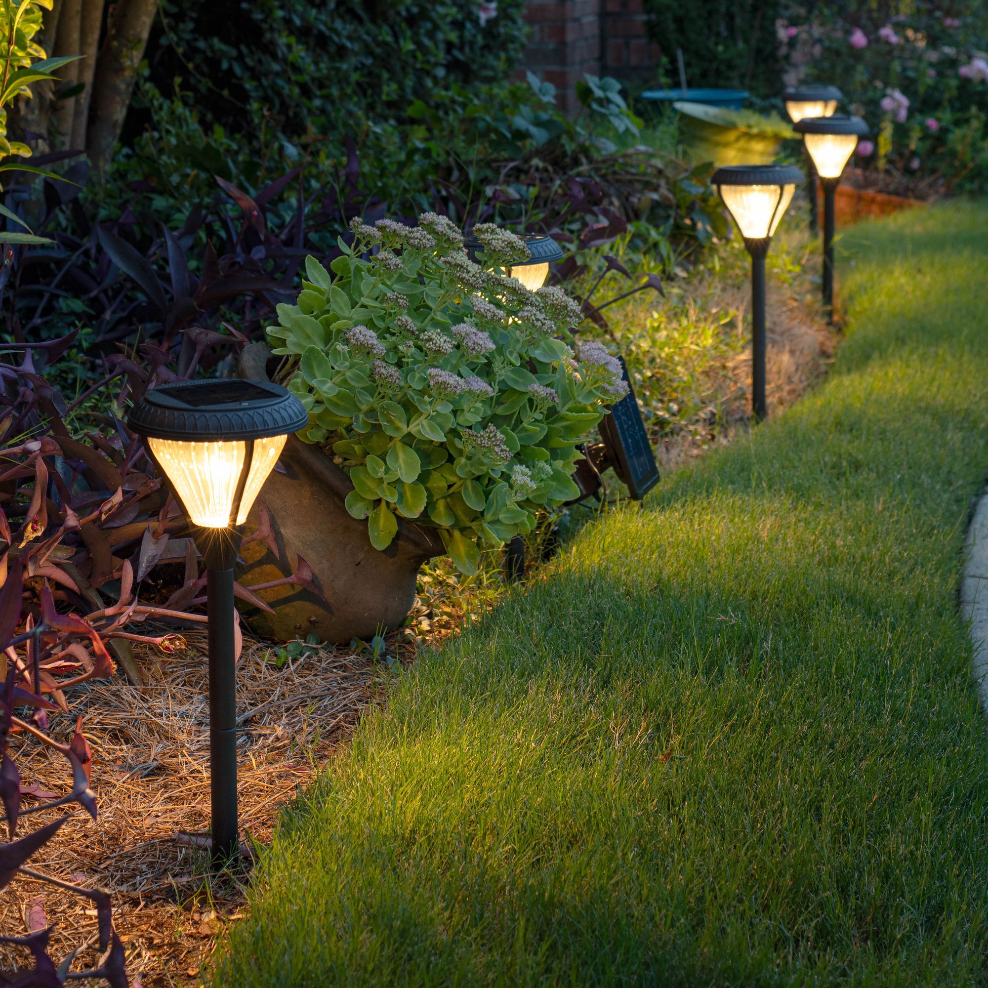 Image 4 Premier 23 1/2" High Black LED Solar Garden Lights Set of 4 more views