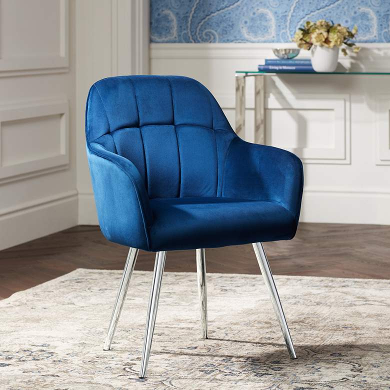 Image 1 Prentice Blue Velvet Modern Dining Chair