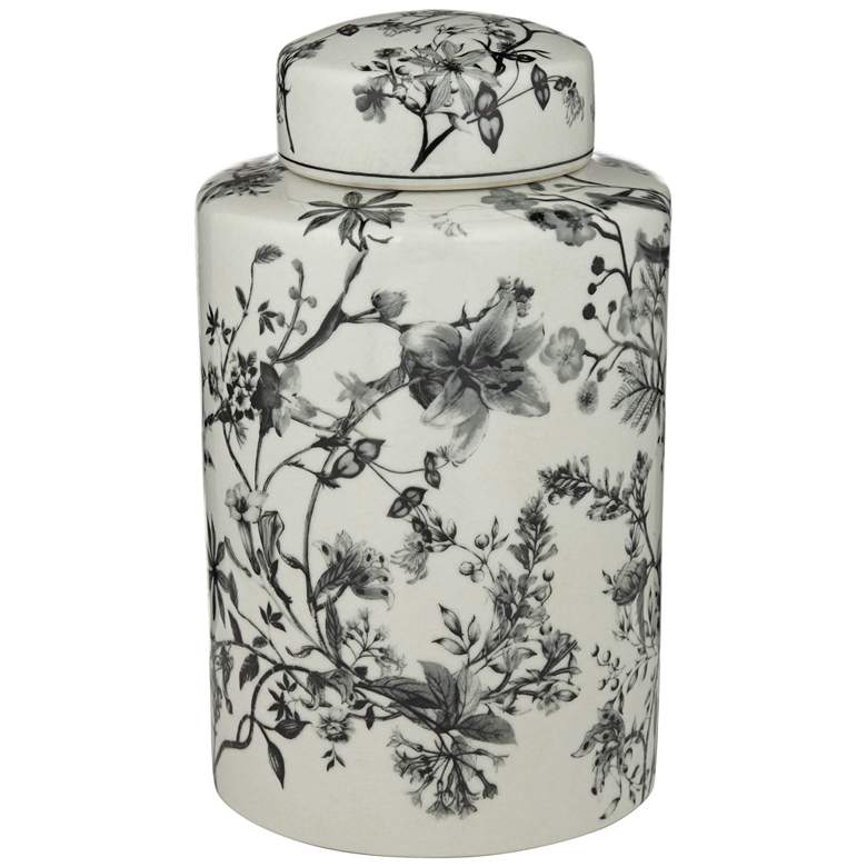 Image 3 Prentiss 12" High Black and White Ceramic Ginger Jar with Lid
