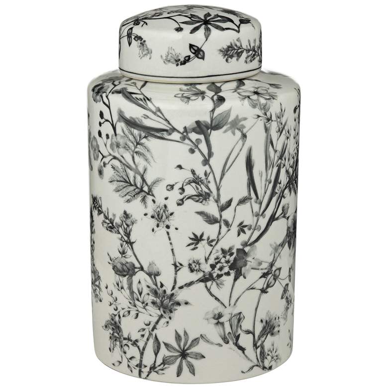Image 6 Prentiss 12" High Black and White Ceramic Ginger Jar with Lid more views