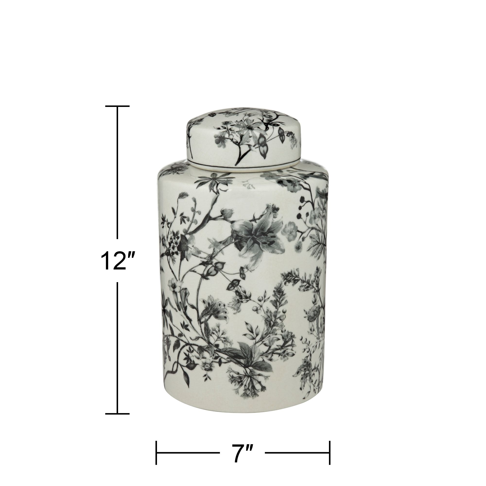 Prentiss 12" High Black and White Ceramic Ginger Jar with Lid in scene