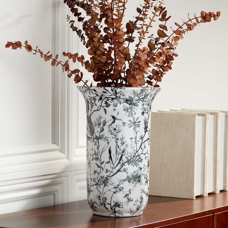 Image 2 Prentiss 14" High Black and White Ceramic Decorative Vase