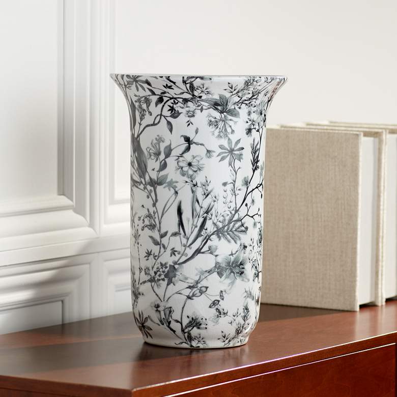 Image 7 Prentiss 14" High Black and White Ceramic Ginger Jar Decorative Vase more views