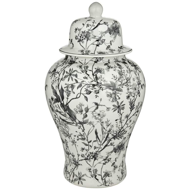 Image 3 Prentiss 21" High Black and White Ceramic Ginger Jar with Lid